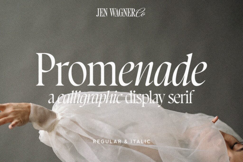 Promenade calligraphic display serif font by Jen Wagner fonts